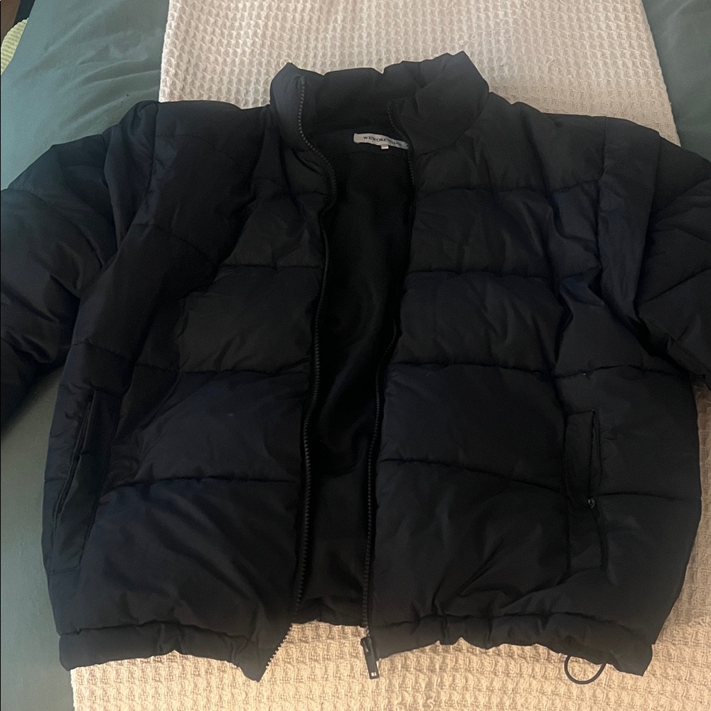 We Wore What Black Puffer Jacket